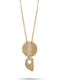 Paper Mache Necklace with Round Pendant and Stone Tooth - 99