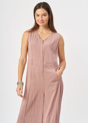 Pink wide leg V-neck jumpsuit