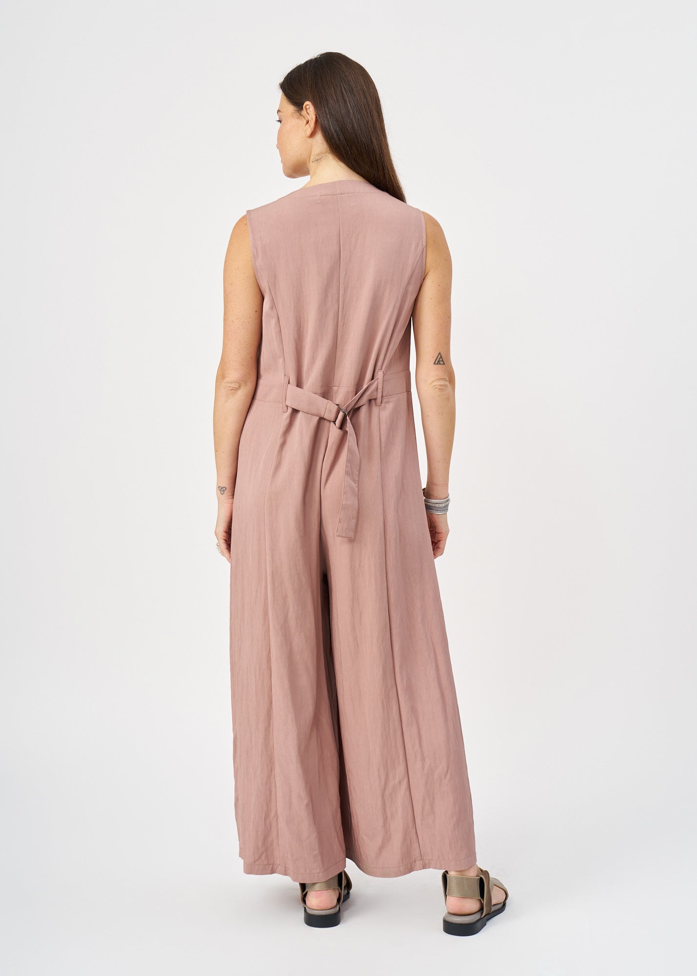 Pink wide leg V-neck jumpsuit