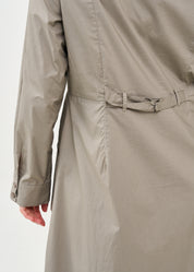 Long-sleeved buttoned dress with two hanging pockets, gray