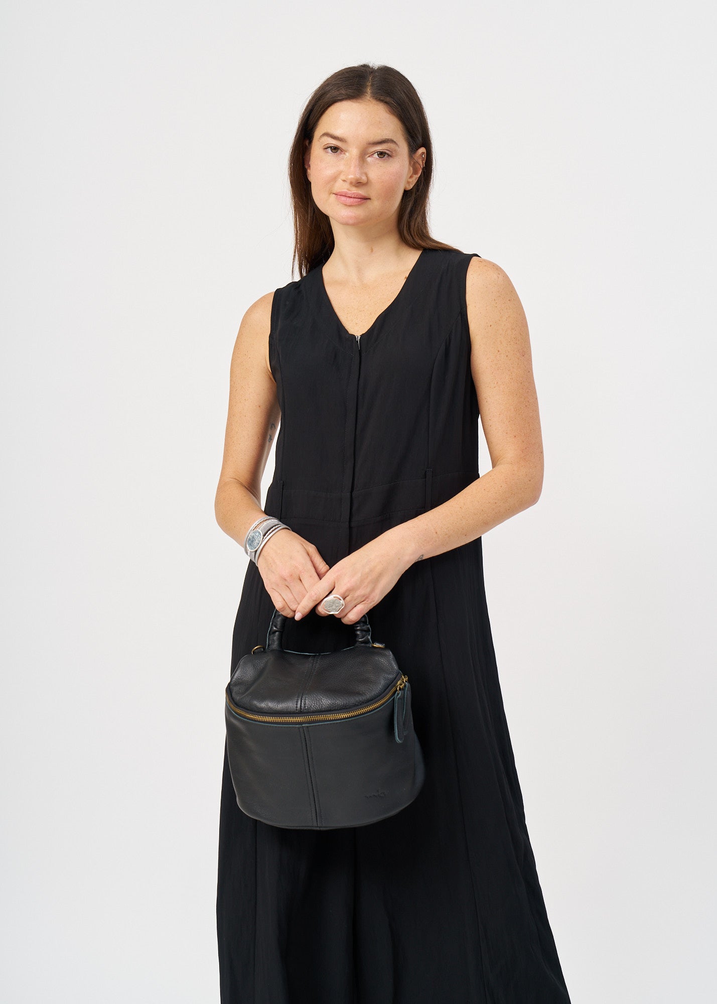 Black wide leg V-neck jumpsuit