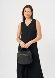 Black wide leg V-neck jumpsuit