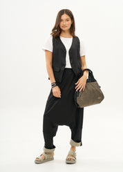 Pants with a color-block cuff in black