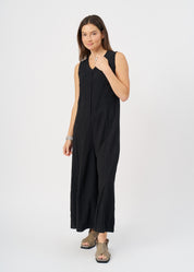 Black wide leg V-neck jumpsuit