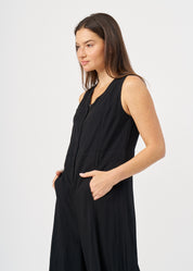 Black wide leg V-neck jumpsuit