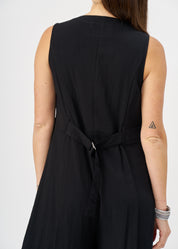 Black wide leg V-neck jumpsuit