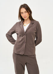 Brown French Terry Tailored Style Jacket
