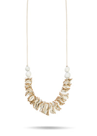 White petal disc paper mache necklace - 99