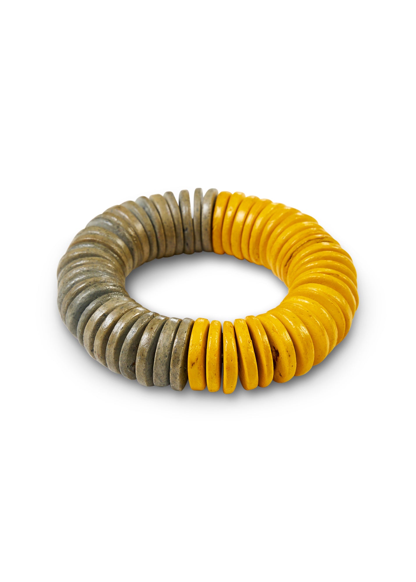 Yellow Wash Flat Wooden Bead Bracelet