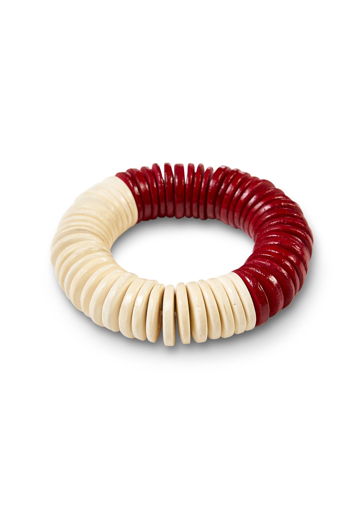 Red Wash Flat Wooden Bead Bracelet