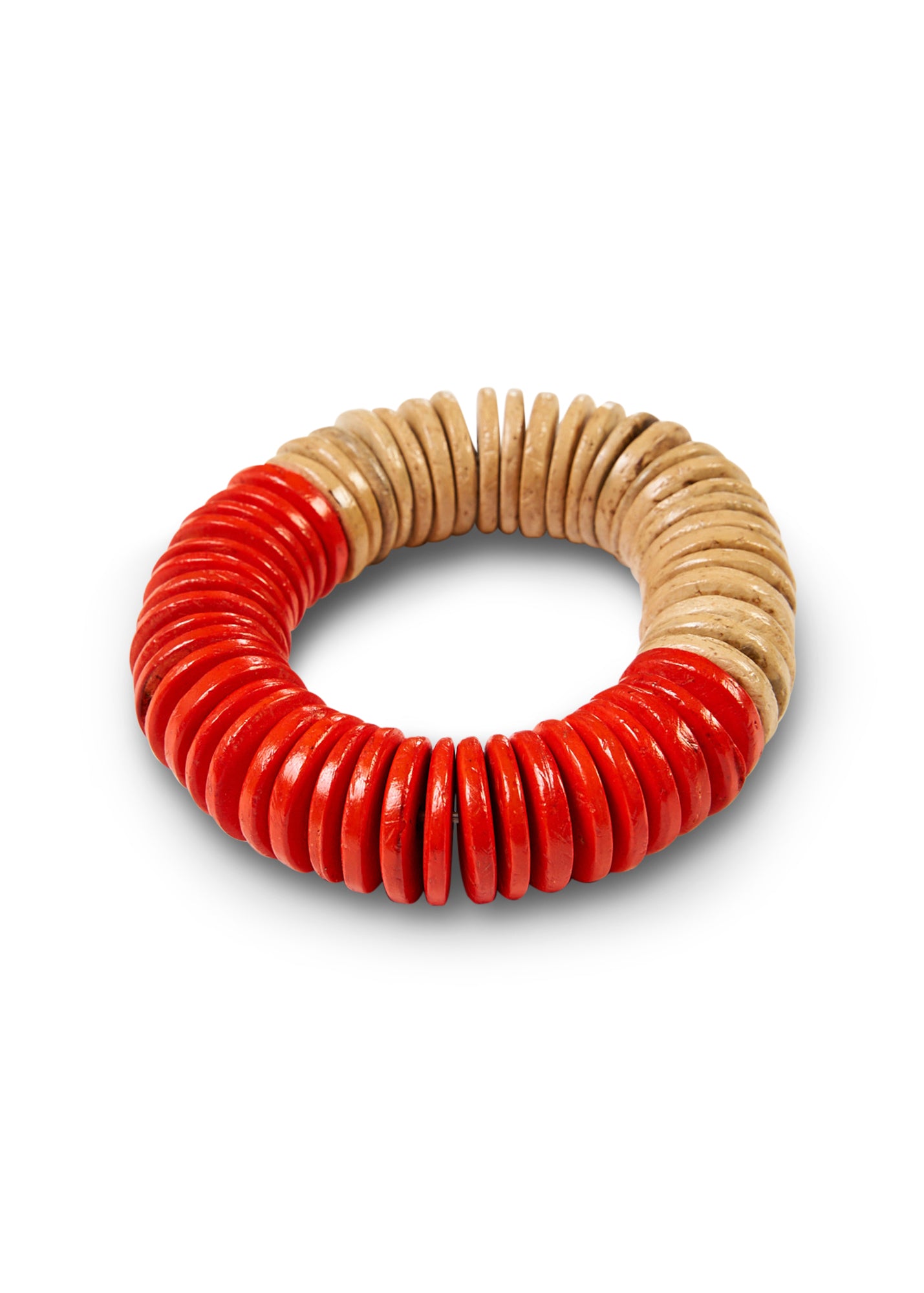 Orange Wash Flat Wooden Bead Bracelet