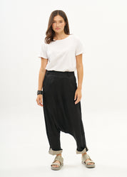 Pants with a color-block cuff in black