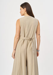 Green wide leg V-neck jumpsuit