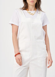 Suspender jumpsuit with white ribbon