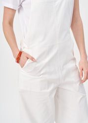 Suspender jumpsuit with white ribbon