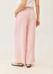 Pink linen wide-leg trousers