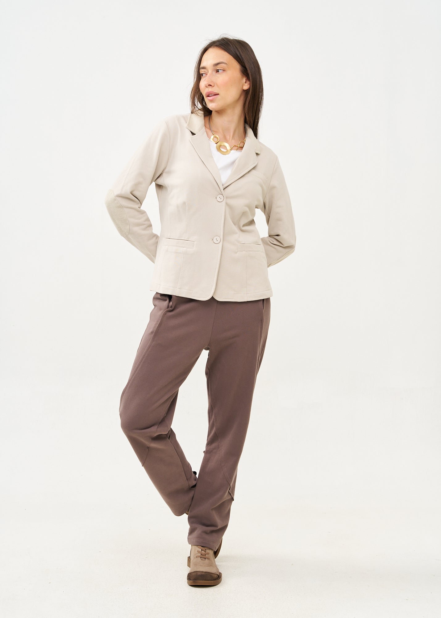 Light gray French terry tailored jacket