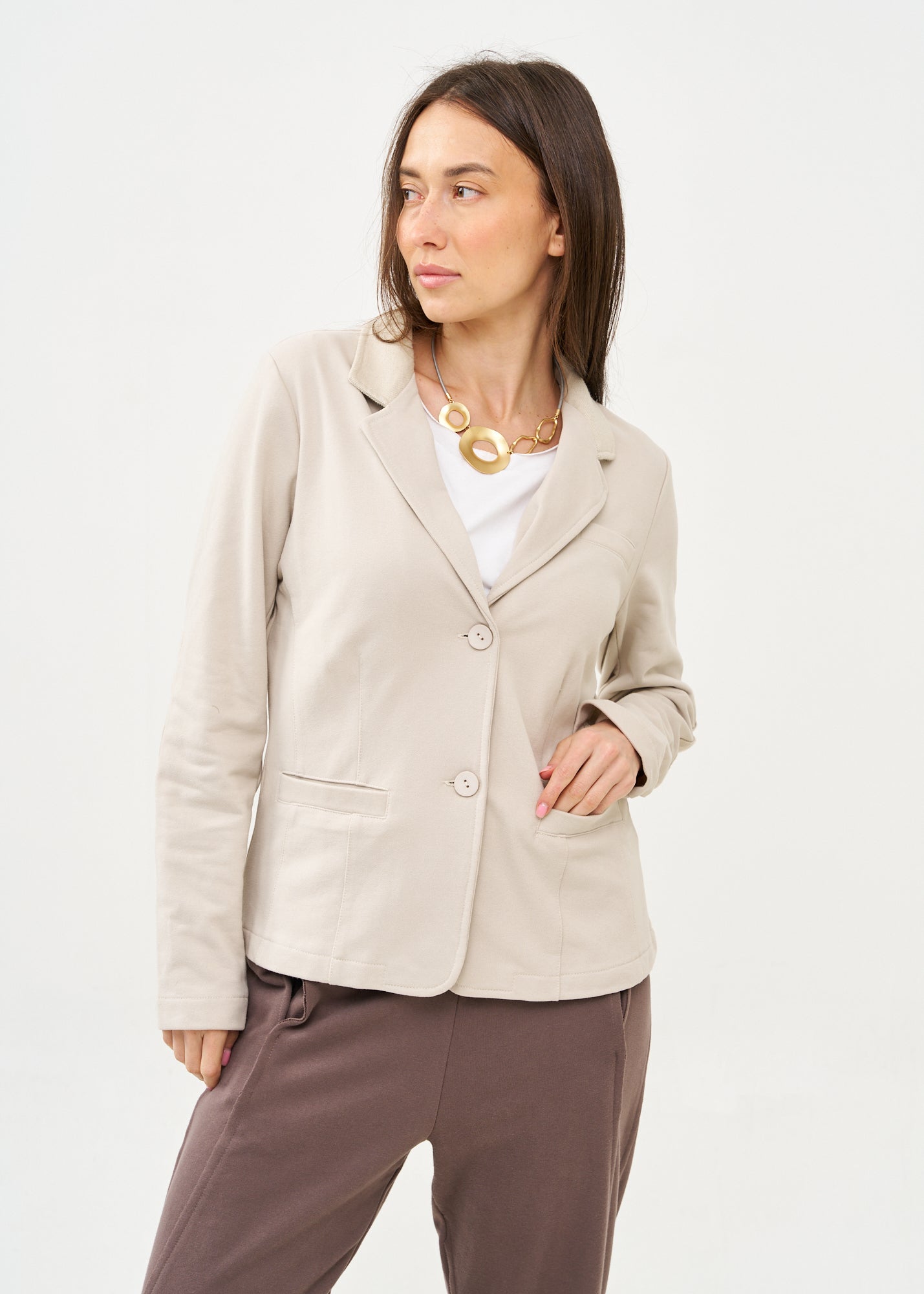 Light gray French terry tailored jacket