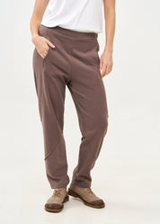 Brown French Terry Pants with External Cuts