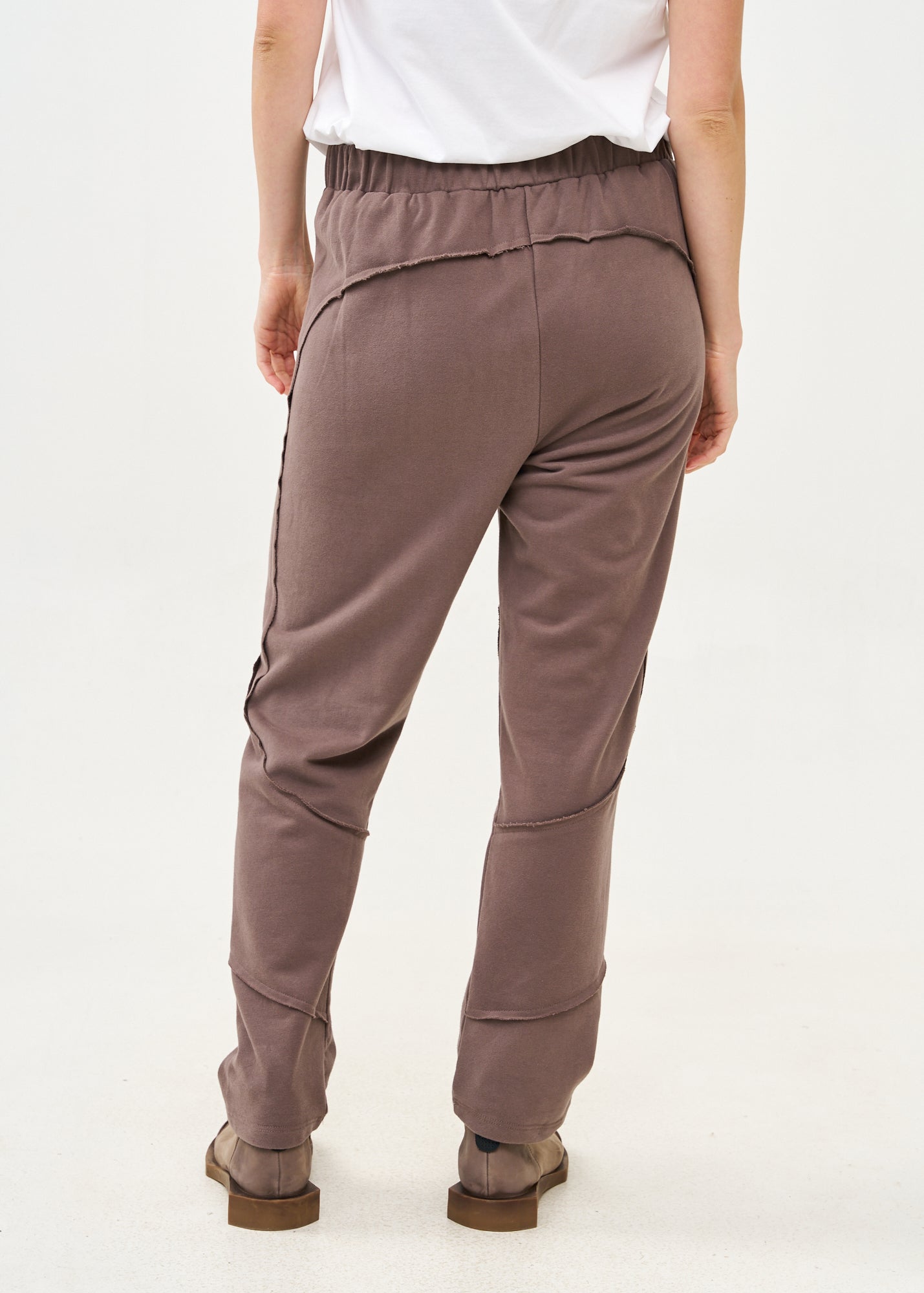 Brown French Terry Pants with External Cuts