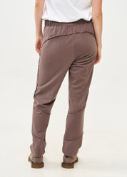 Brown French Terry Pants with External Cuts