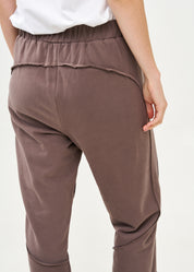 Brown French Terry Pants with External Cuts