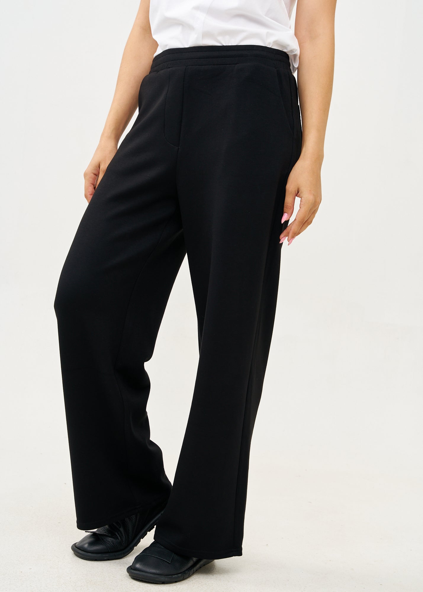 Wide pants made of soft black fabric