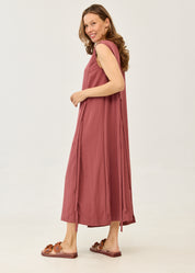 Burgundy dress with ties at the shoulders and side