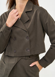Dark gray short double-breasted blazer