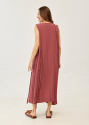 Burgundy dress with ties at the shoulders and side