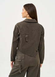 Dark gray short double-breasted blazer