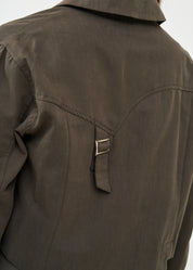 Dark gray short double-breasted blazer