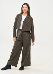 Dark gray short double-breasted blazer