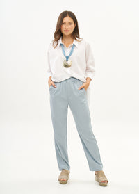 Light blue ribbon belted pants - 00