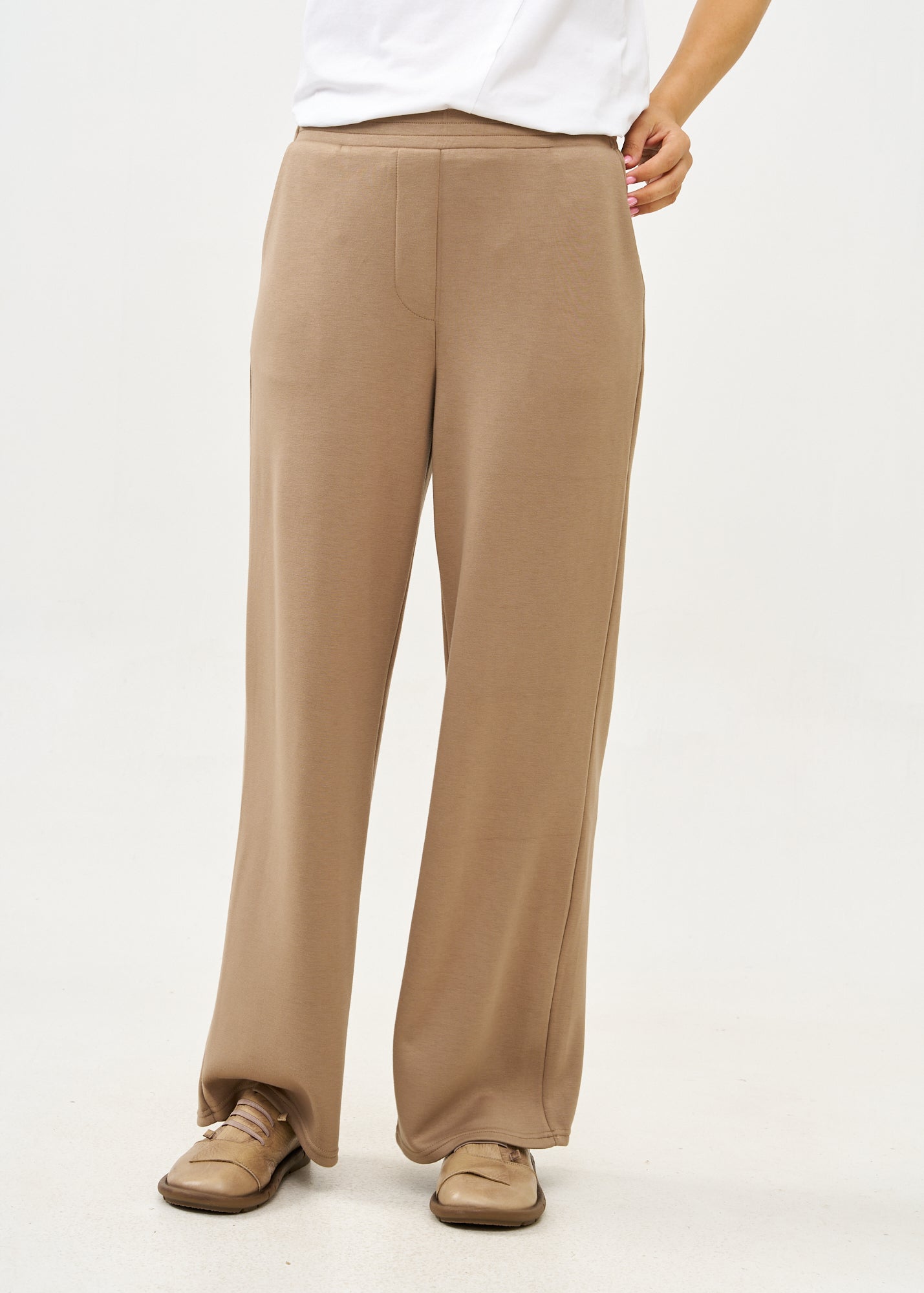 Wide pants made of soft brown fabric