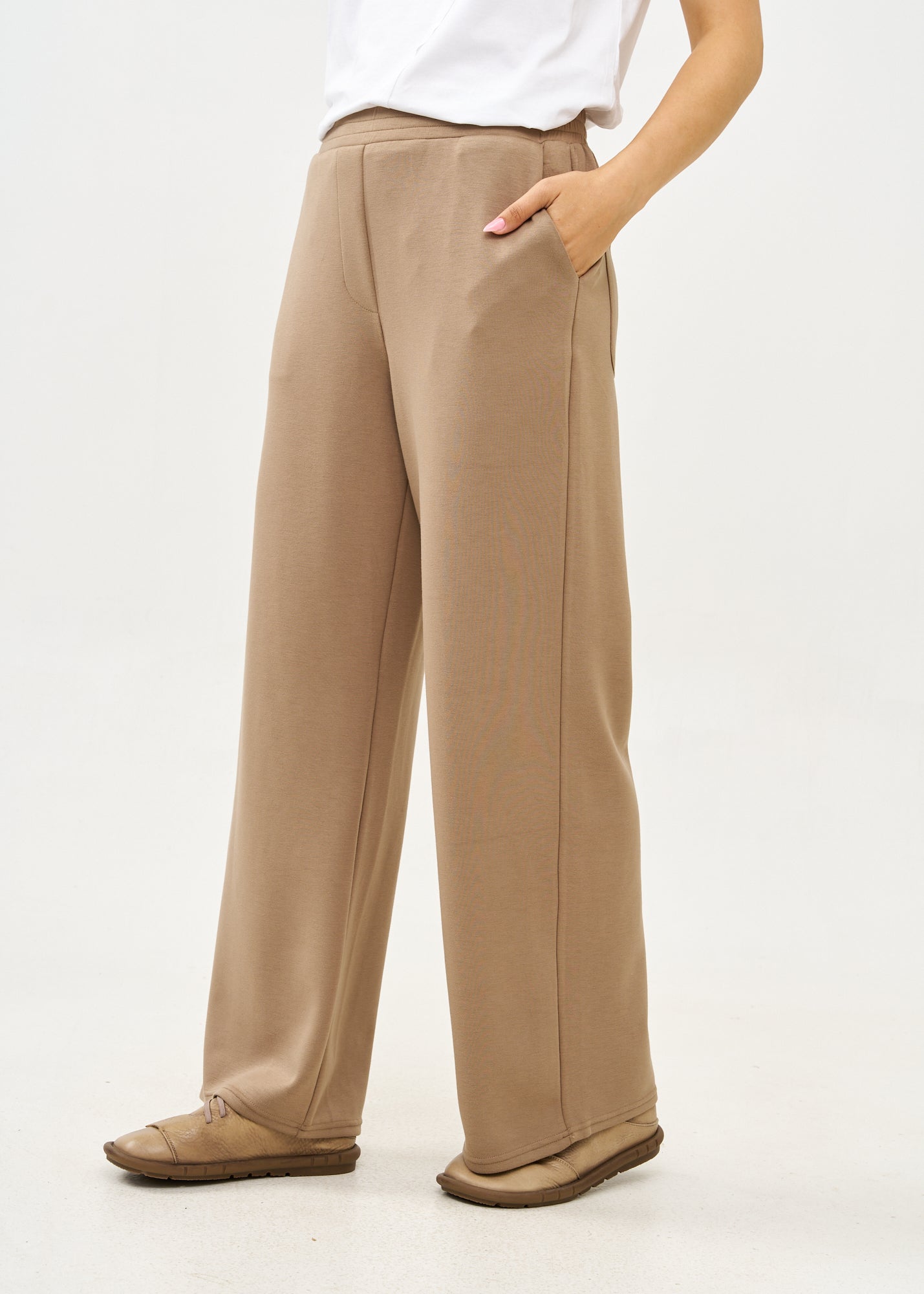 Wide pants made of soft brown fabric