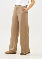 Wide pants made of soft brown fabric
