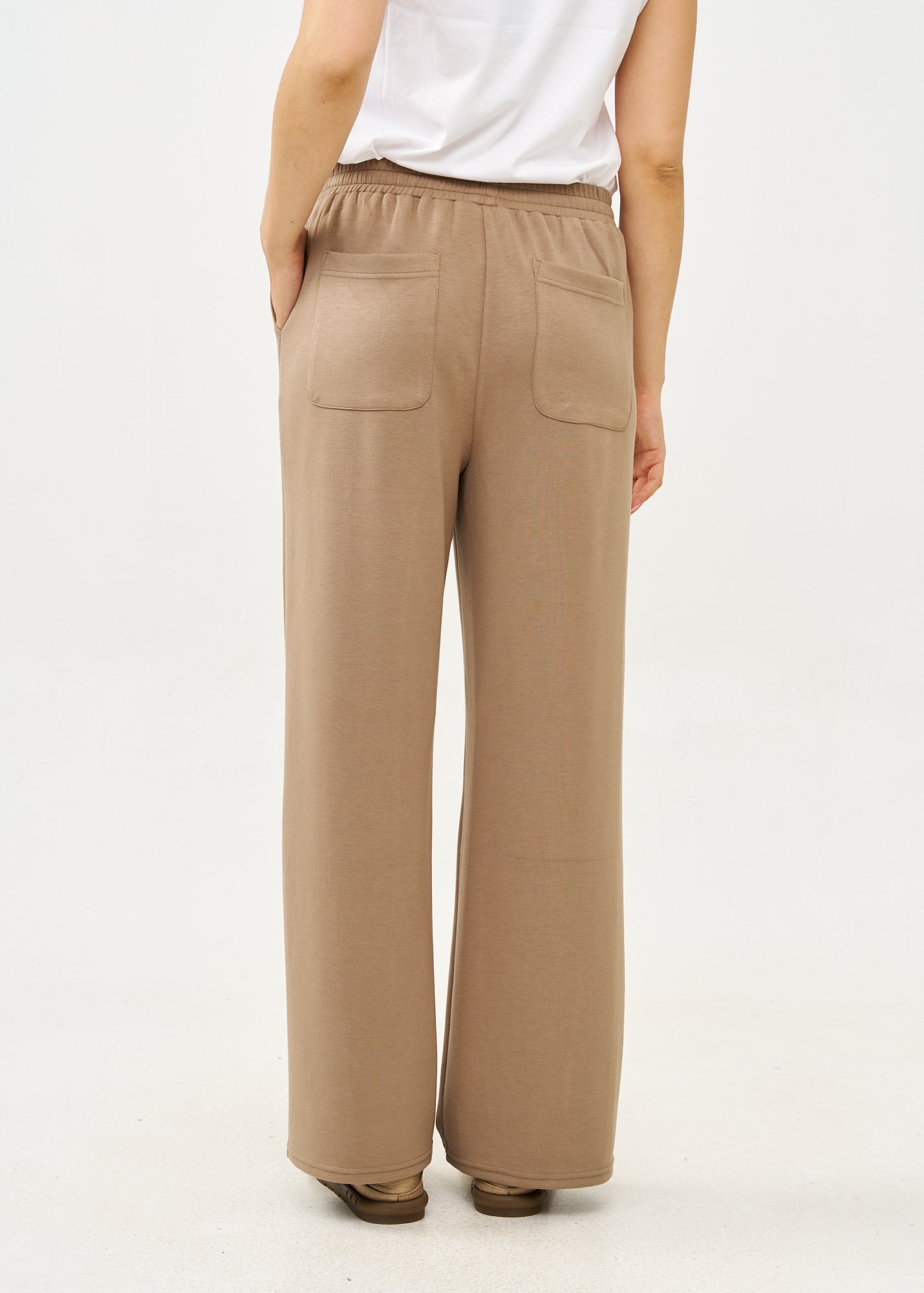 Wide pants made of soft brown fabric