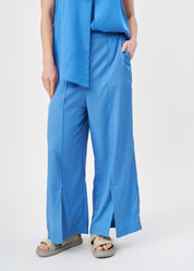 Long pants with front slit, blue