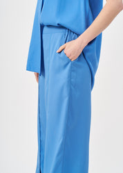 Long pants with front slit, blue