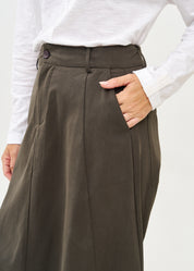 Dark gray color combination cut-out skirt pants with pocket
