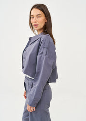 Blue long-sleeved jacket