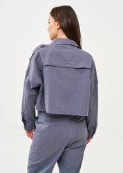 Blue long-sleeved jacket