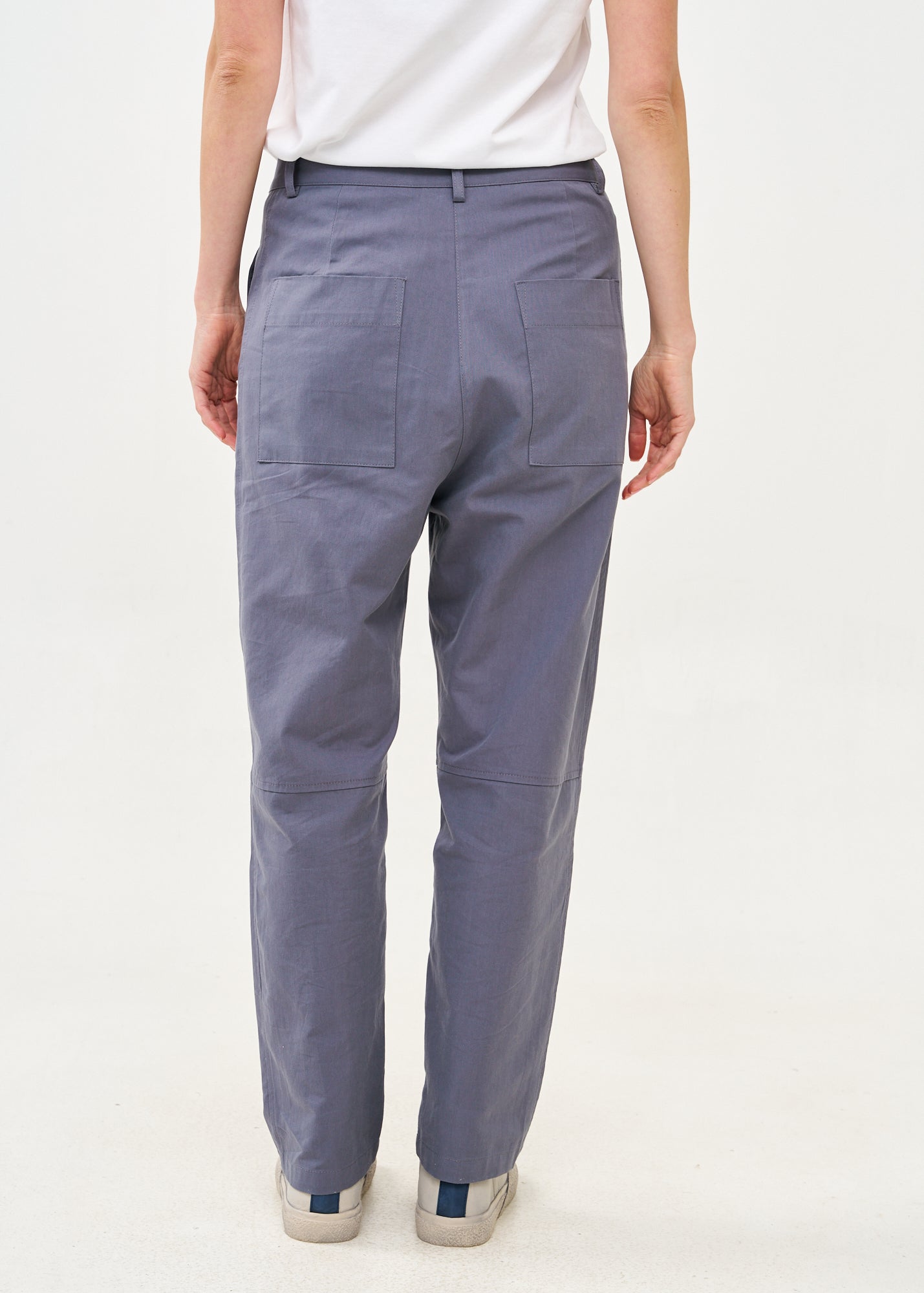 Long pants with diagonal belt blue