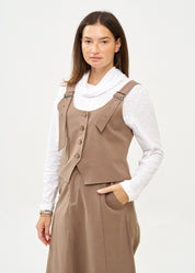 Brown buckled suspender vest
