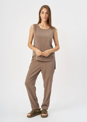 Brown graduated tank top with buttons