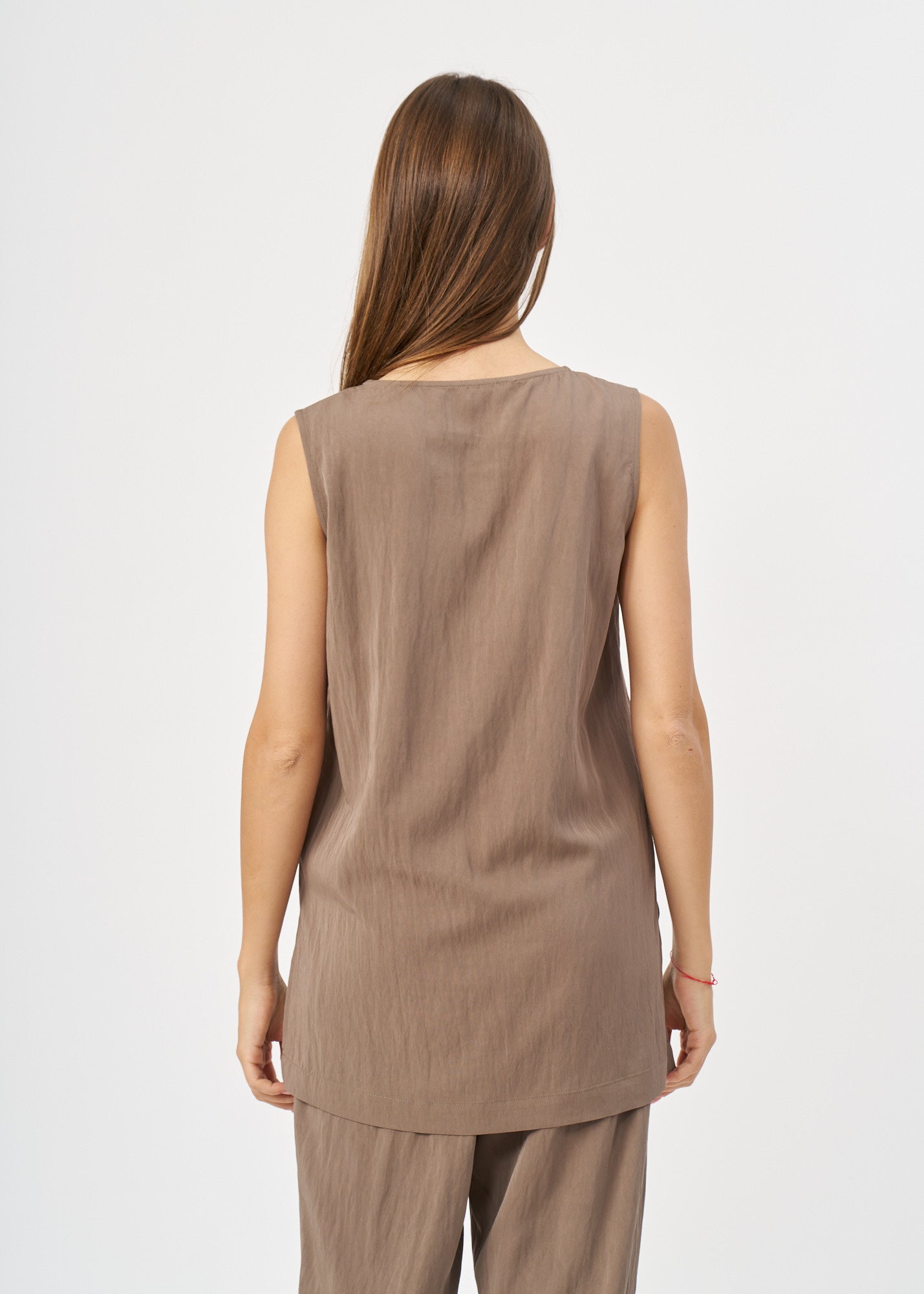 Brown graduated tank top with buttons