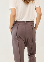 Dark gray pants with button and zipper cut-outs