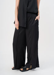 Long pants with front slit, black