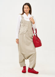 Stone color combination cut-out skirt pants with pocket